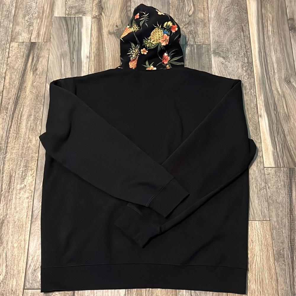 HOLTON Canvas & Cloths Mens Tropical Themed Hoodie Pockets Size 3XL Color Black - Picture 2 of 6